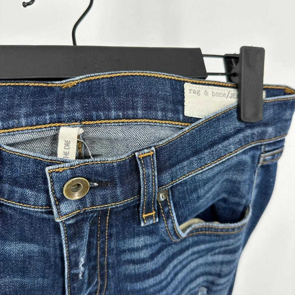 Rag & Bone Dre Low-Rise Slim Boyfriend Jeans Phoenix‎ Distressed Wash Size 25